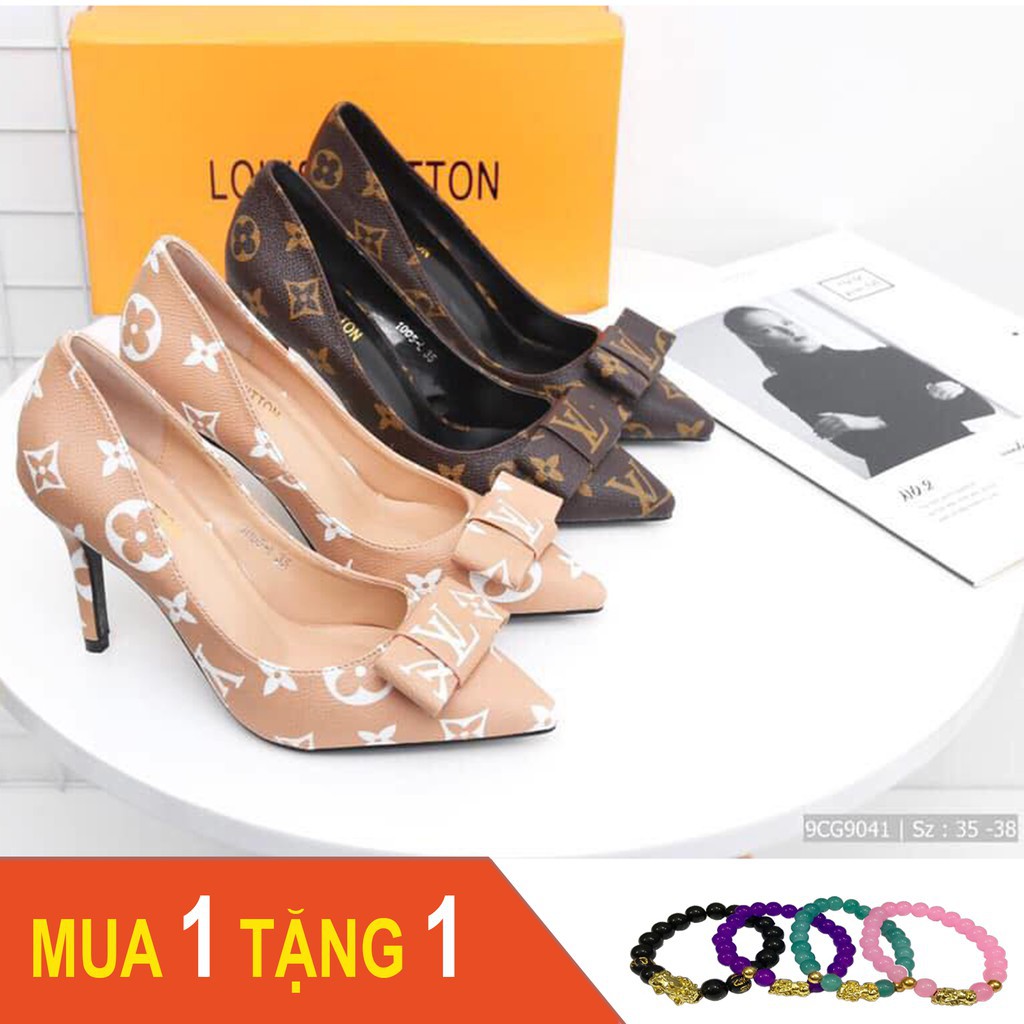Giày cao gót họa tiết 9 phân