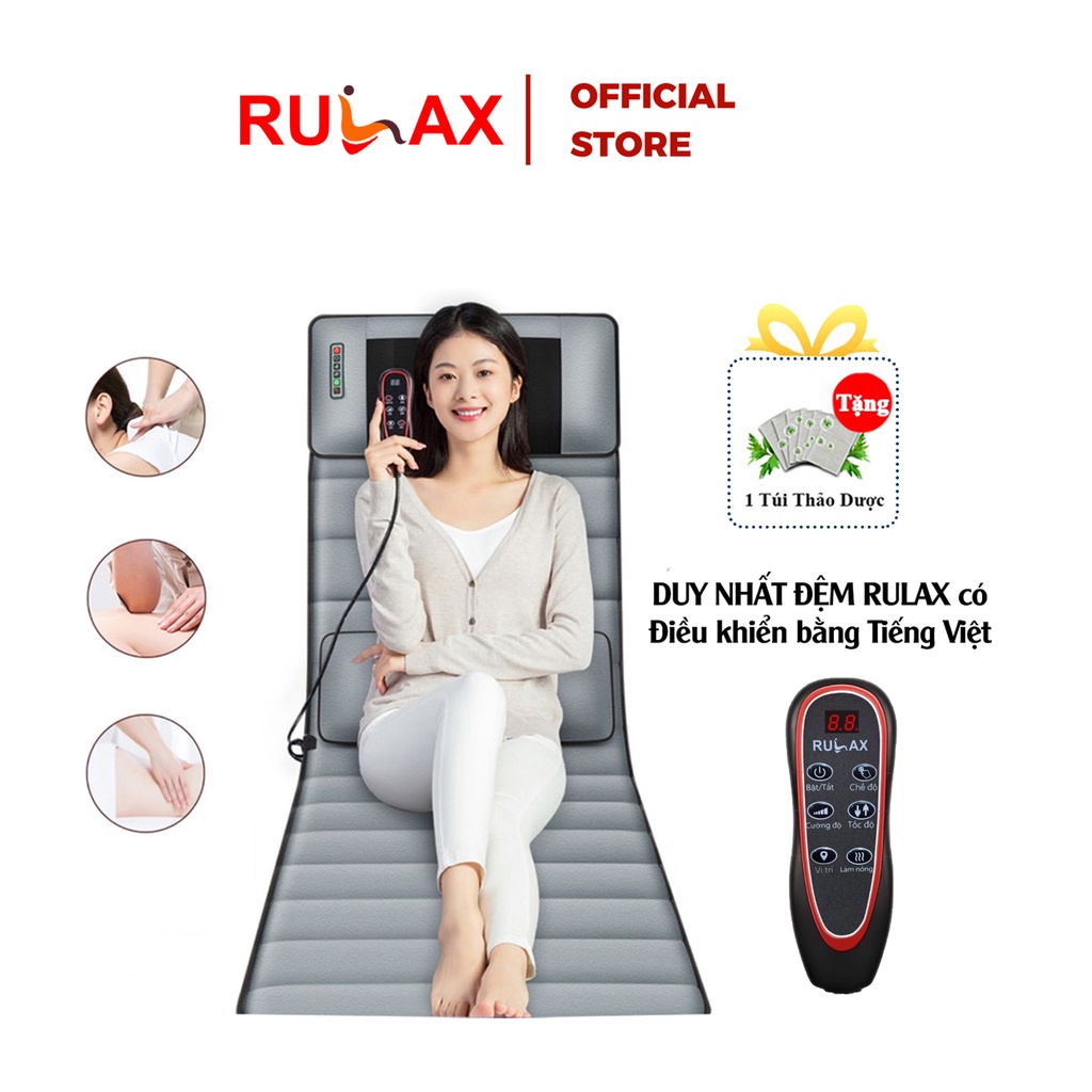 Đệm Massage Toàn Thân Đa Điểm Rung RULAX, Hồng Ngoại Cao Cấp Phiên Bản 2022 - BH 12 Tháng + Điều khiển TIẾNG VIỆT