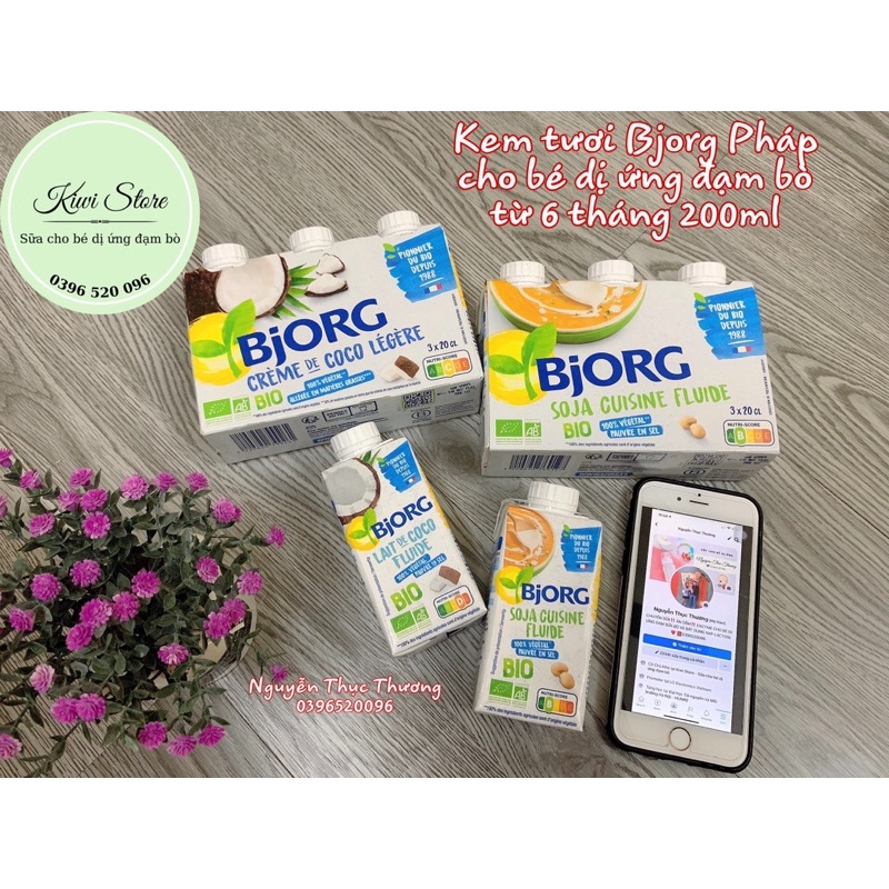 Kem tươi Bjorg Pháp cho bé dị ứng đạm bò từ 6 tháng 200ml