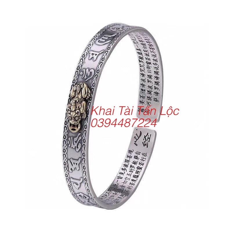 Vòng tay tỳ hưu ôm mani mạ bạc thu hút tài lộc