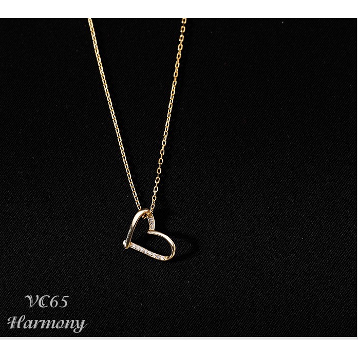 Vòng cổ, dây chuyền nữ bạc mạ vàng Little Heart mặt trái tim xinh xắn, sang chảnh, nữ tính VC65| Trang sức bạc Harmony