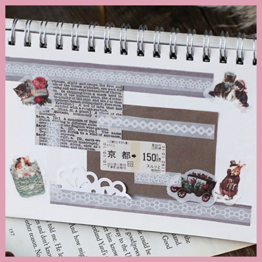 STICKER MASKING TAPE PASTEL TRANG TRÍ SỔ CÒNG/PLANNER