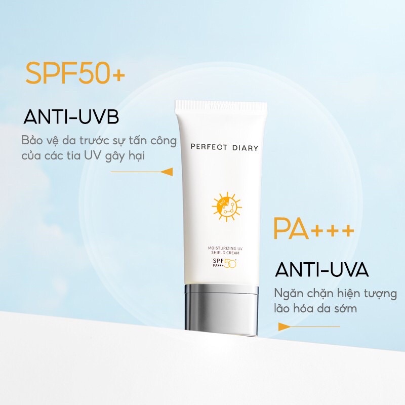 Kem chống nắng dưỡng trắng cấp ẩm cho da PERFECT DIARY SPF50+ bảo vệ khỏi tia UV PA+++