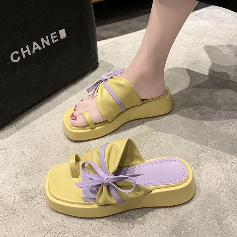 Dép Sandal Đế Dày Mềm Đính Nơ Thời Trang Cho Nữ