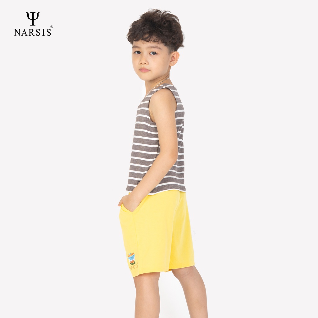 Áo thun bé trai Narsis KD0007 màu kẻ nâu trắng