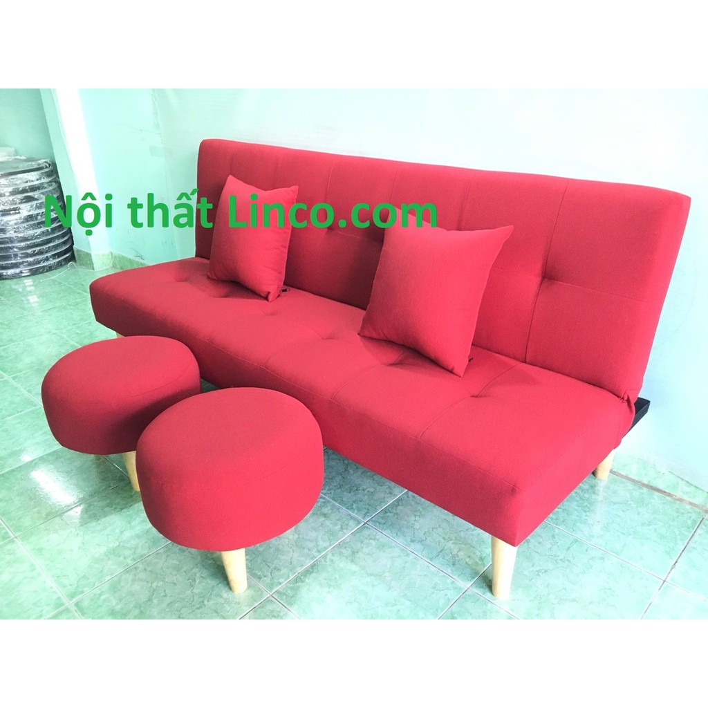 Ghế dài sofa kèm 2 đôn tròn, salong bed nhỏ gọn, sofa giường nằm mini phòng khách giá rẻ đẹp ở tại ội thất Linco HCM