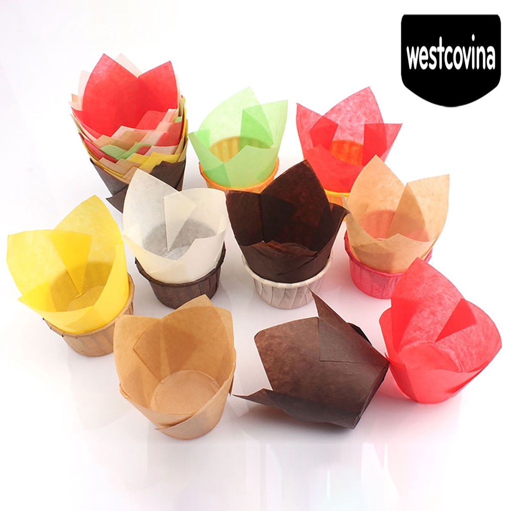 [Hot]☀ Set 50 Giá Đỡ Giấy Làm Bánh Muffin Chống Dầu Hình Hoa Tulip
