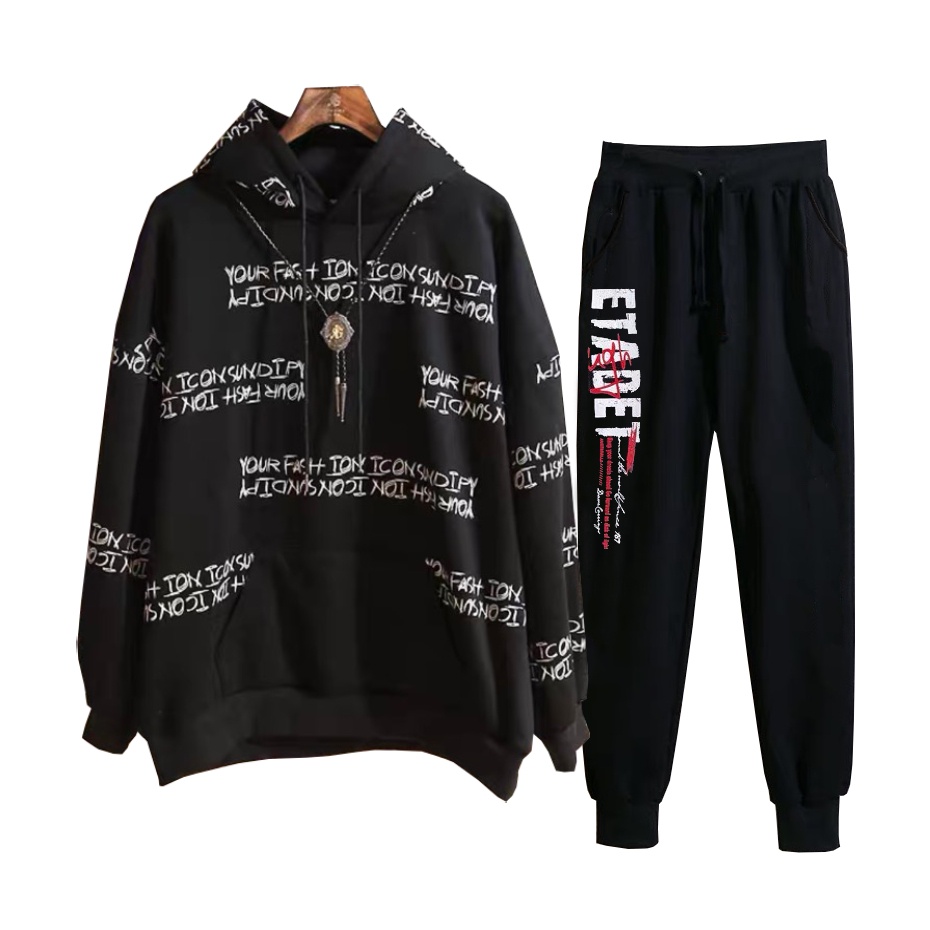 Set Bộ 2 Món Quần Dài + Áo Hoodie Nón Nam Chất Vải Nỉ CB2_WAH036NO_MQU081NIDEF6 (In Chữ + Etadet)