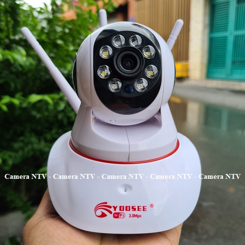 CAMERA IP WFI YOOSEE 3 RÂU 8 LED QUAY ĐÊM CÓ MÀU logo 3.0Mps - QUAY RÕ NGÀY VÀ ĐÊM - XOAY 360 ĐỘ