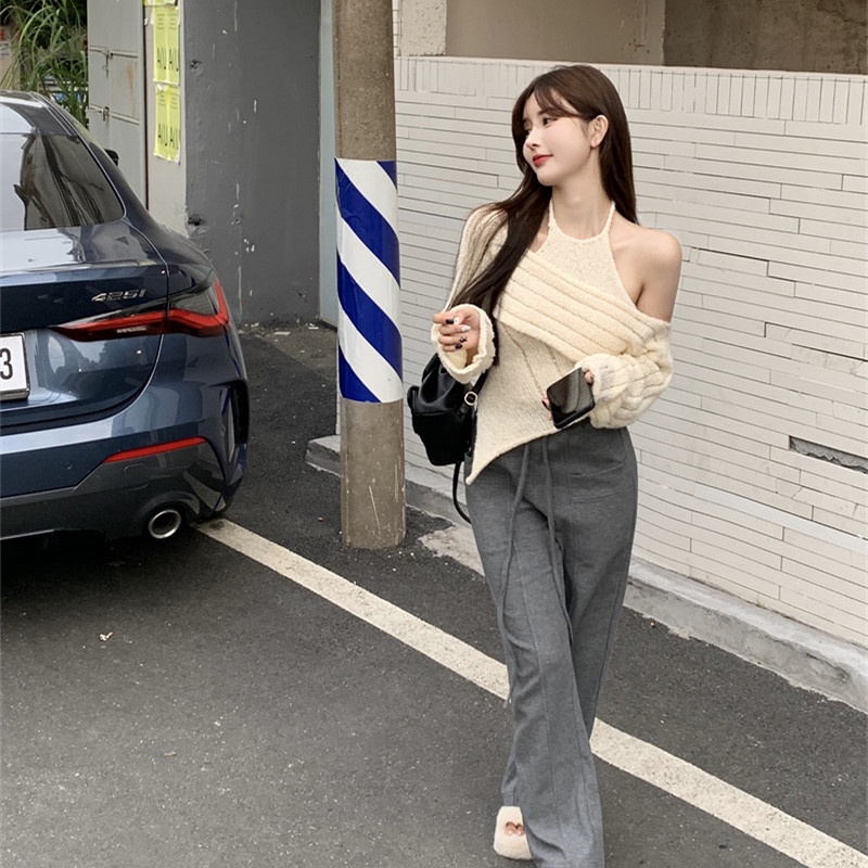 Áo Dệt Kim Nữ Tay Dài Khoét Vai Gợi Cảm