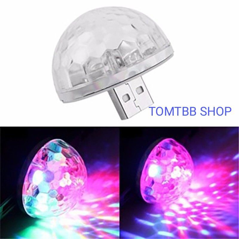 LED CẦU 7 MÀU PHA LÊ NHÁY THEO NHẠC MINI CỔNG USB