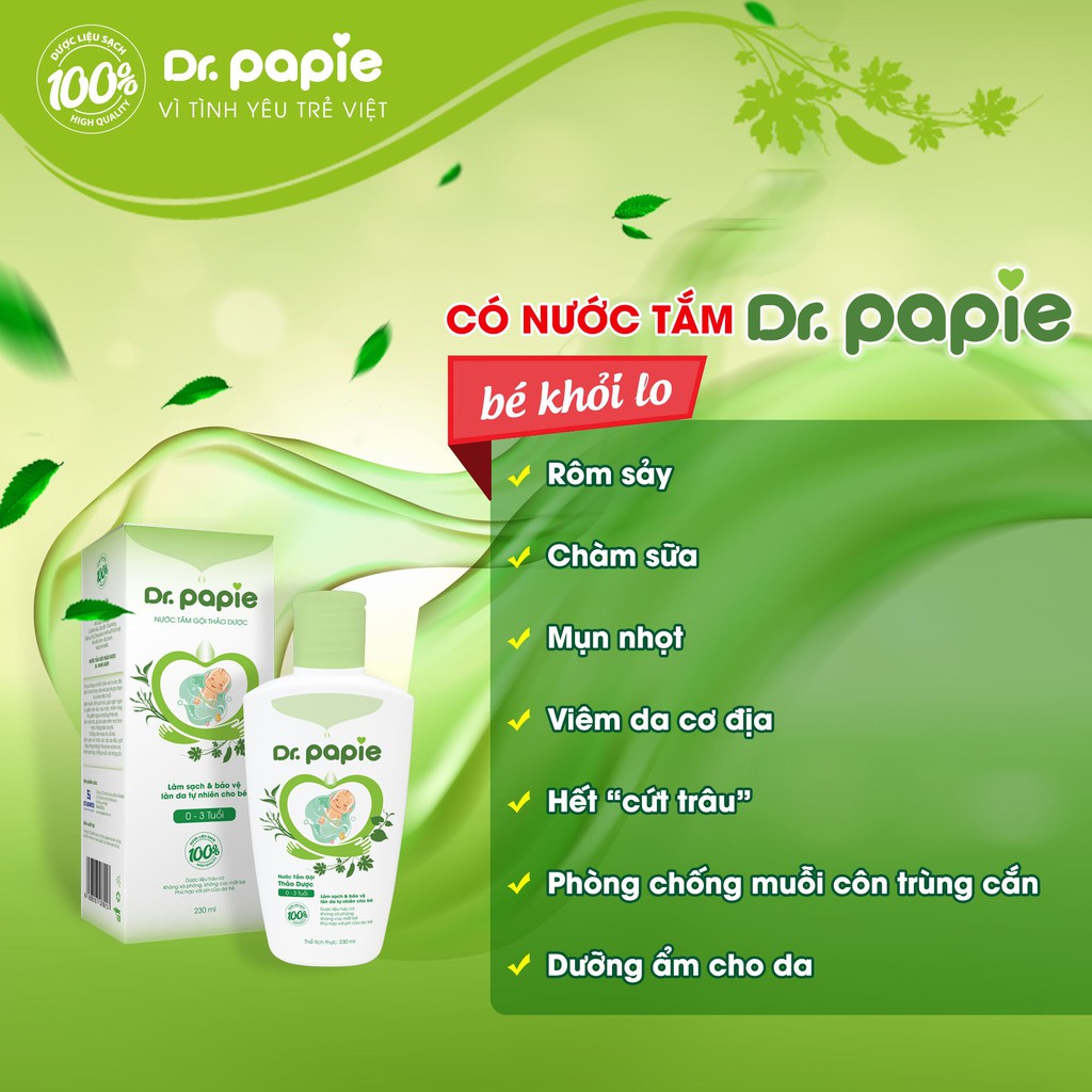 Nước Tắm Thảo Dược DR.PAPIE 200ml (0-3 Tuổi)