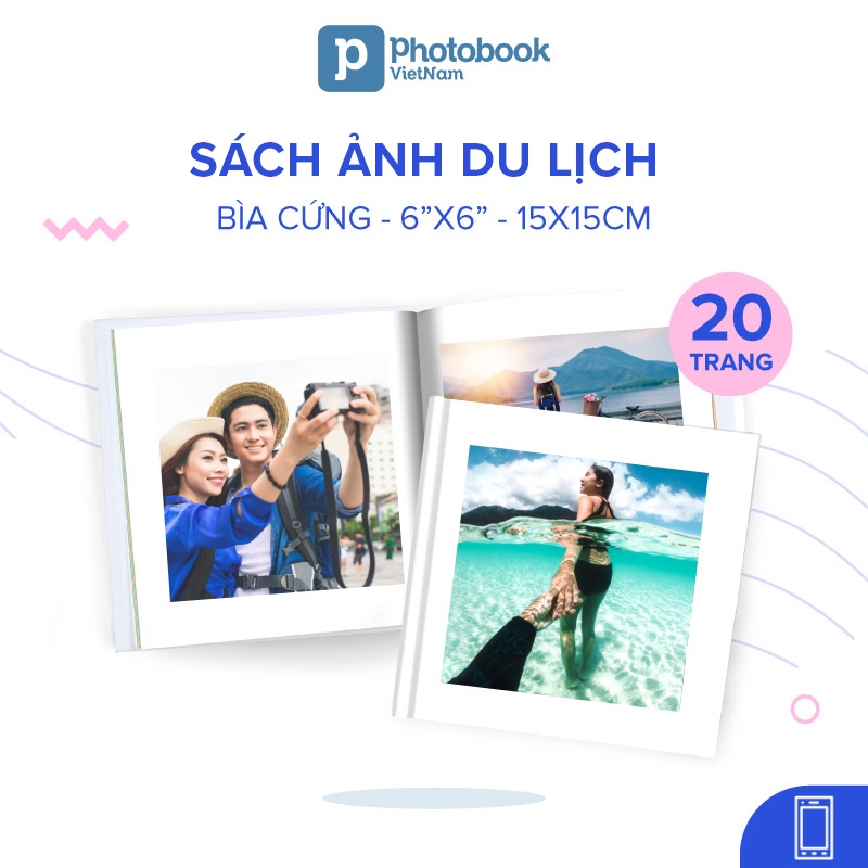 In sách ảnh du lịch bìa cứng 20 trang 6” x 6”  - Thiết kế trên app Photobook
