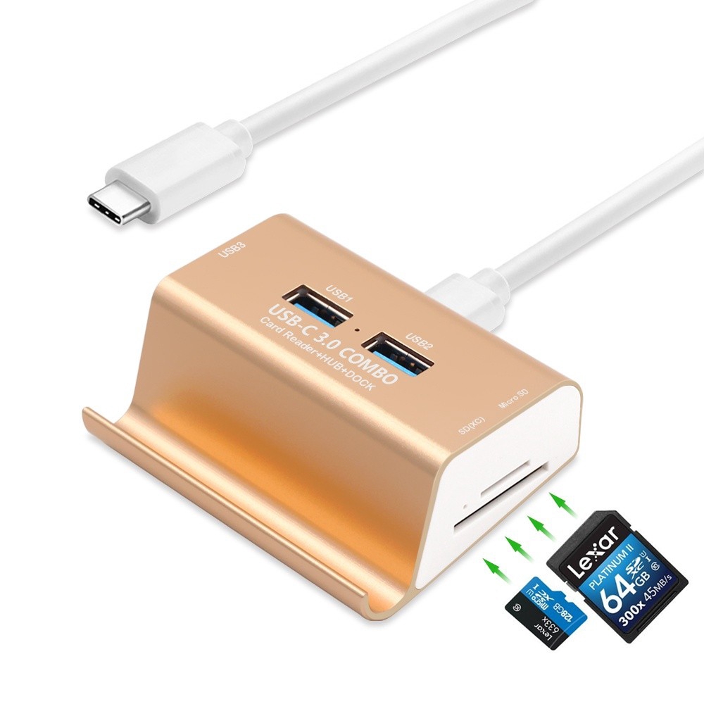 Bộ Chuyển Đổi Usb Loại C Sang Usb 3.0 Có Thẻ Sd Kèm Giá Đỡ 6 Trong 1 Batianda Cho Macbook