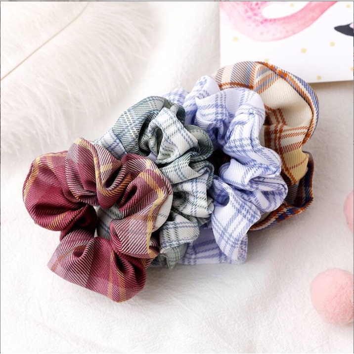 Dây chun nịt buộc tóc vải hình gấu, caro dễ thương cho bạn gái BAG U CHUNVAIGAU08