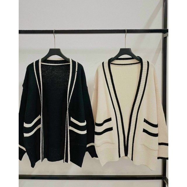 Khoác cardigan bigsize viền áo tạo điểm nhấn 55-90kg (hình thật video )