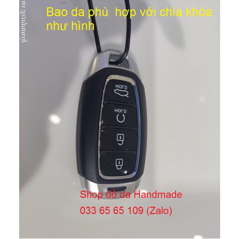 [Accent] Bao da chìa khóa Hyundai accent 2021 mẫu chìa 4 nút bấm, tặng kèm móc khóa, khắc tên miễn phí, giá xưởng