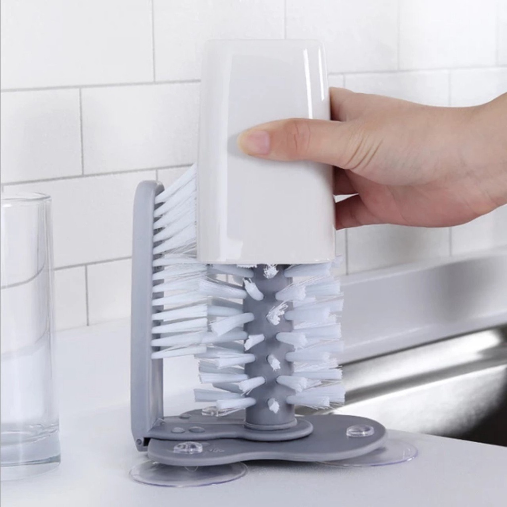 Dụng Cụ Rửa Cốc Ly Gắn Bồn Tiện Dụng Trong Ngoài 2 In 1 Hít Chân Không - Thao Lắp Dễ Dàng