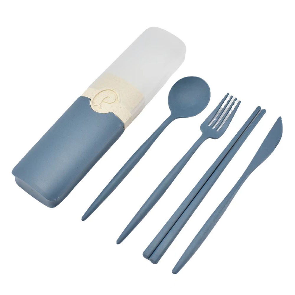 Bộ 4 Dụng Cụ Ăn Uống Muỗng Nĩa Đũa Chất Liệu Lúa Mạch Mang Đi Tiện Dụng
