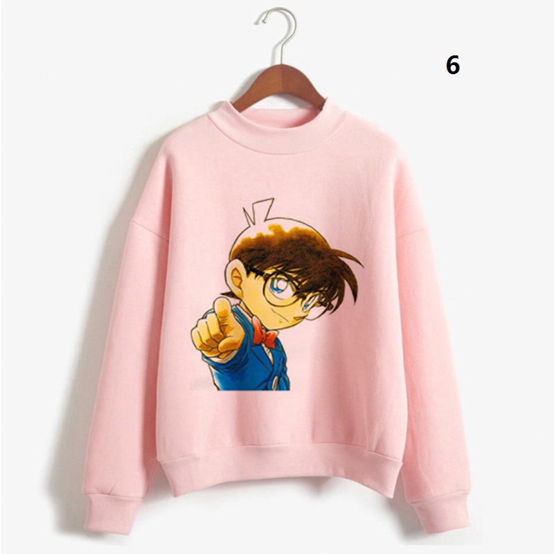 Mới áo sweater cổ cao in hình thám tử Conan