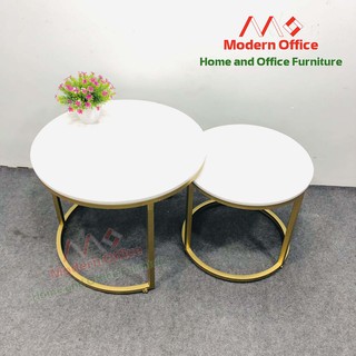 Bàn Trà - Sofa Tròn Đôi mặt đá trắng