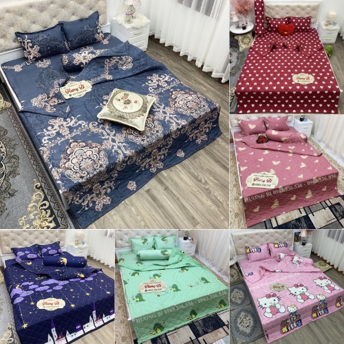 Bộ Chăn hè Ga Gối Cotton Poly Combo 5 Món - Hàng đẹp - Hương Vũ Bedding