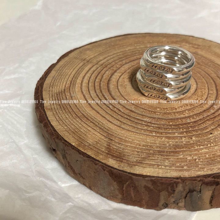 Nhẫn bạc TLEE dẹt bo tròn trơn khắc chữ TleeJewelry A0335