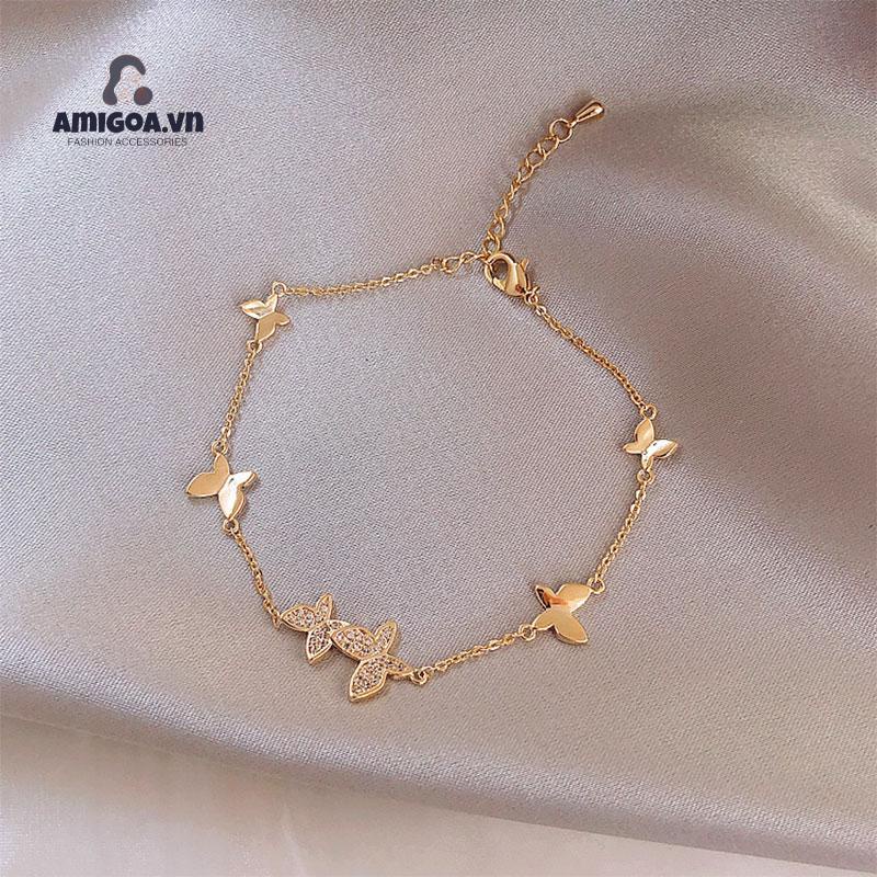 ✨✨Vòng tay titan không gỉ lắc tay titan hình bướm đính kim sa lấp lánh xinh xắn dễ thương ngọt ngào