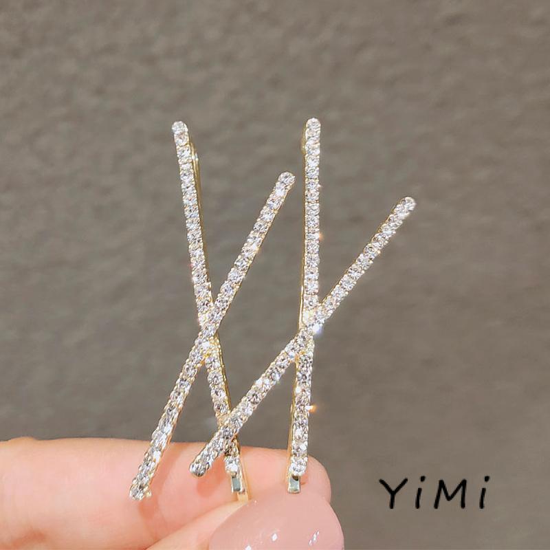 Kẹp Tóc Hình Chữ Thập Đính Đá Lấp Lánh Thời Trang Cho Nữ