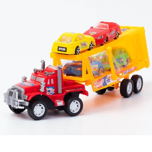 Xe Mô hình container chở 4 xe đua con Bằng Nhựa Cao Cấp