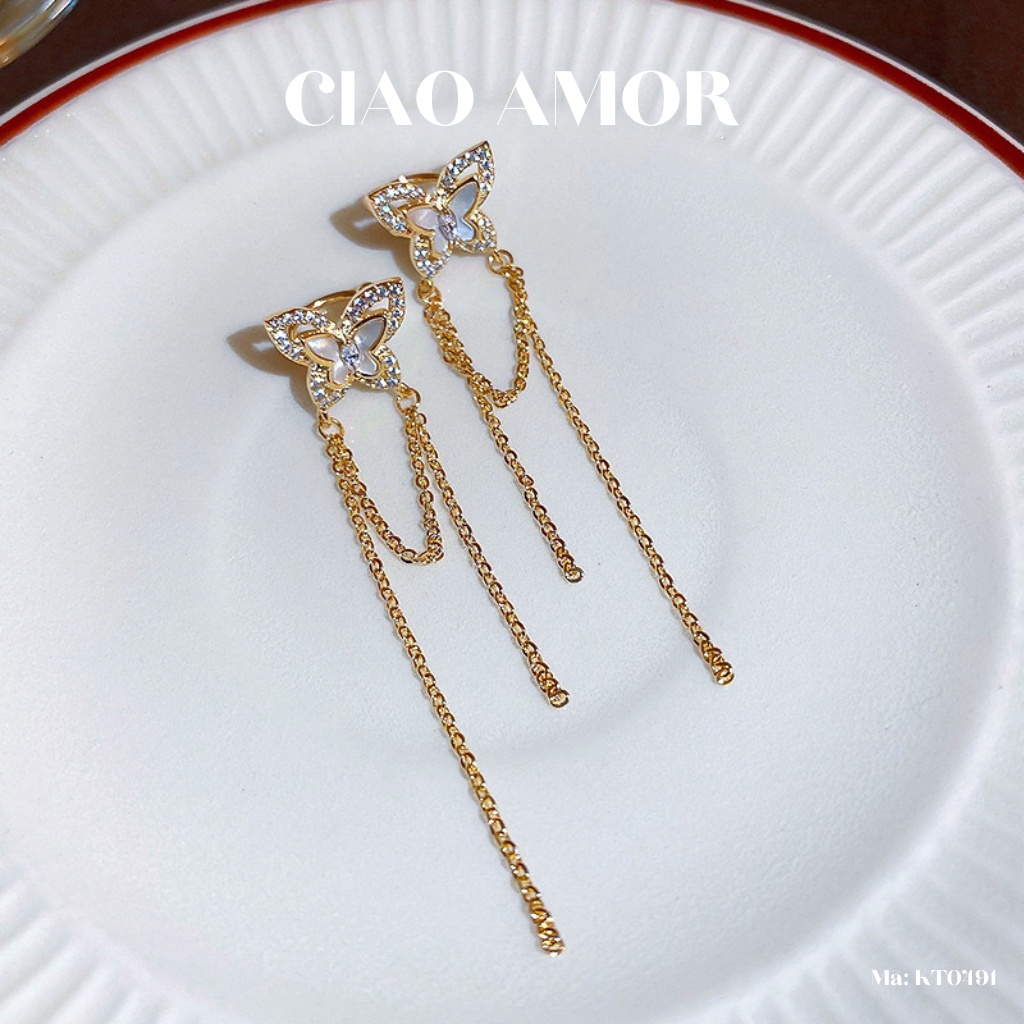 Khuyên tai, Bông tai nữ kẹo vành cánh lấp lánh dự tiệc Trang sức Ciao Amor - KT0491