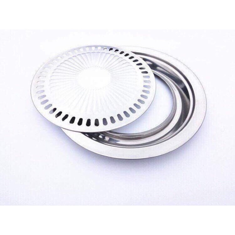 Khay Nướng Vỉ Nướng Inox Hứng Dầu Mỡ Dùng Được Trên Bếp Hồng Ngoại
