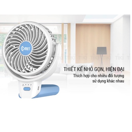 Quạt sạc Cầm Tay Comet CRF0904 công suất 3W, Bảo Hành 12 Tháng