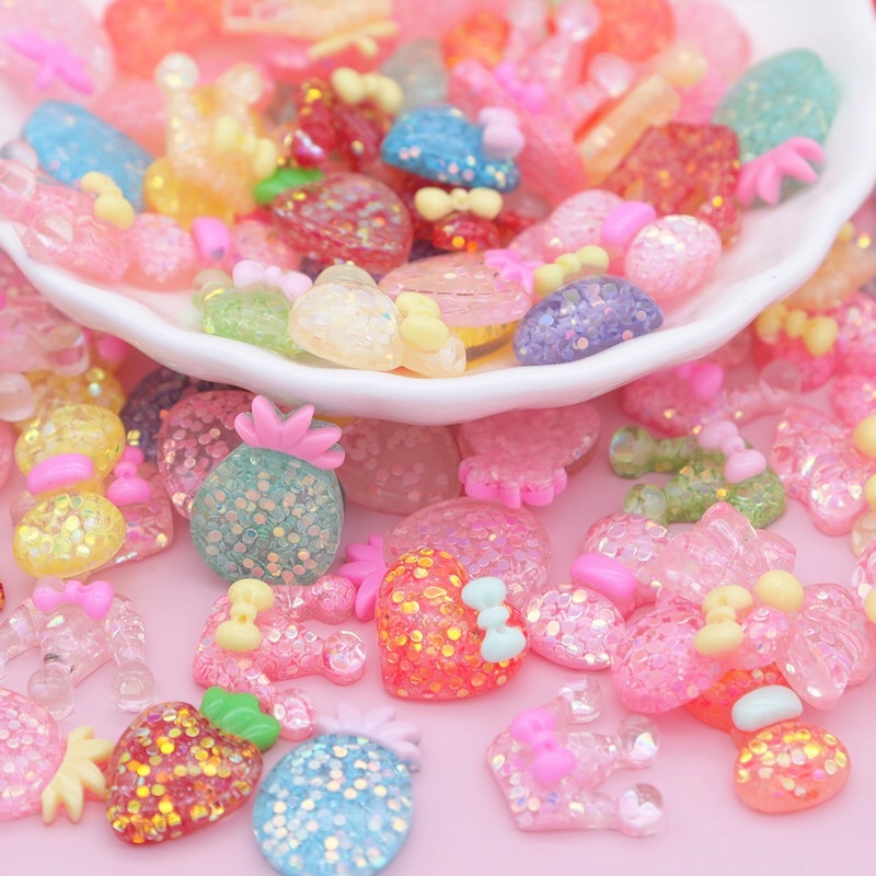 Set 10 Charm Đính Kim Tuyến Nhiều Mẫu, Nhiều Màu Sắc
