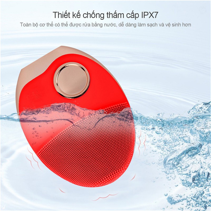 [Mã FMCGMALL - 8% đơn 250K] Máy rửa mặt CkeyiN chất liệu silicon sử dụng sóng siêu âm có đèn LED cao cấp | BigBuy360 - bigbuy360.vn