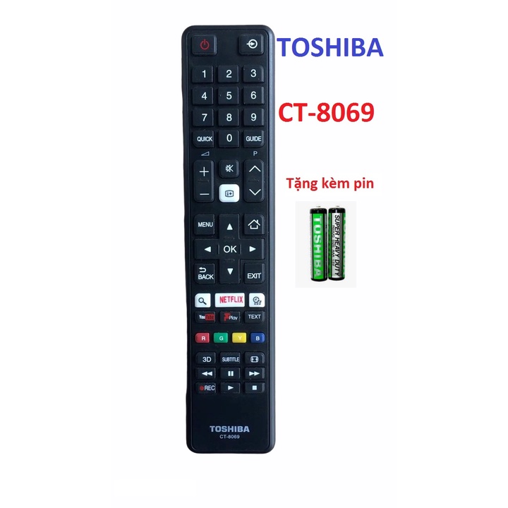 Điều Khiển TiVi toshiba CT-8069 ,Remote Điều Khiển TiVi Toshiba CT-8069 loại tốt tặng kèm pin