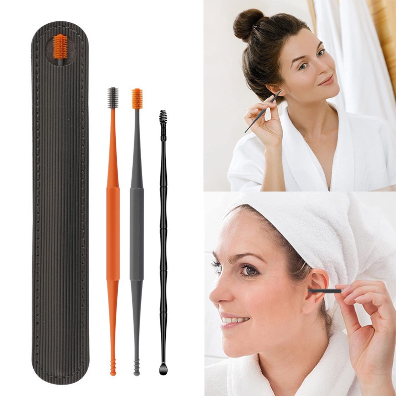 360° Bộ Dụng Cụ Lấy Ráy Tai Bằng Silicone Thiết Kế Hai Đầu Tiện Dụng