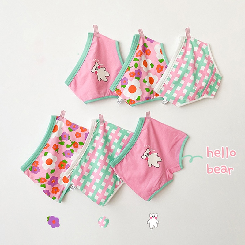 Bộ 3 Quần Lót Cotton In Hoa Xinh Xắn Cho Bé Gái