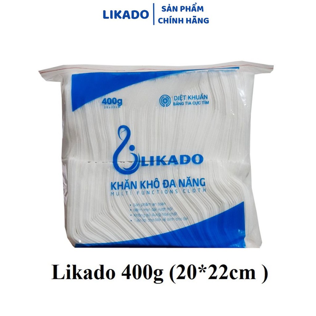 Khăn giấy khô đa năng cho bé LIKADO 400g dùng cho bé 200 tờ (20*22cm)(1 gói)