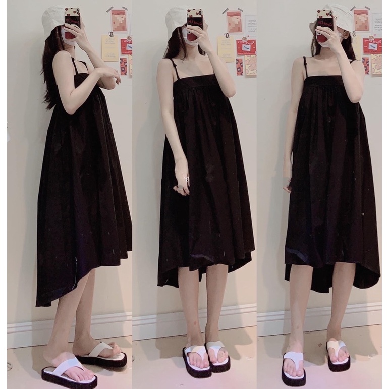 ĐẦM HAI DÂY BABYDOLL SUÔNG COLOR DRESS thiết kế form rộng xoè to style hàn quốc ullzang nhiều màu