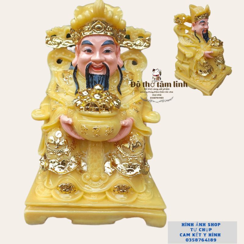 Tôn tượng Ông Thần Tài-Ông Thần Phát màu vàng,chất liệu đá.Nhiều kích thước