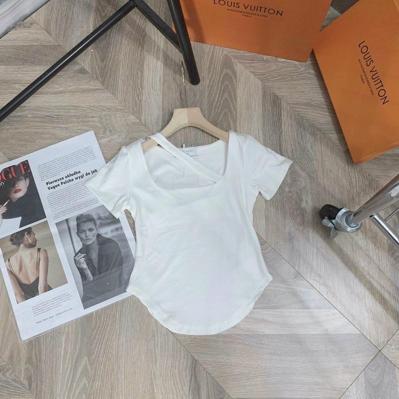 Áo thun body vạt bầu dây chéo bản to