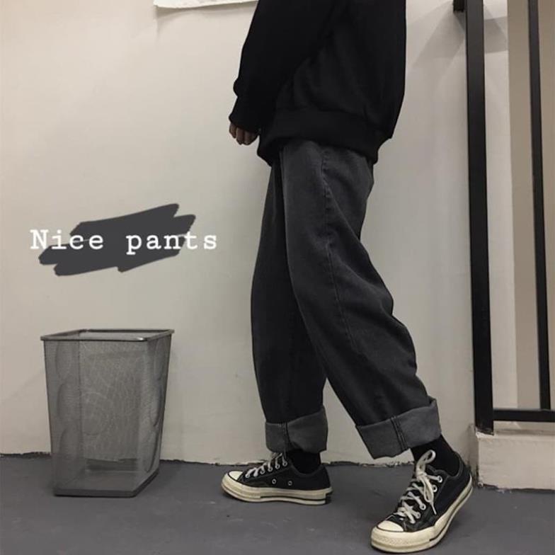 (HÀNG SẴN) Quần Jeans Nam ống rộng sắn gấu Ulzzang Hàn Quốc cá tính- quần bò nam * .