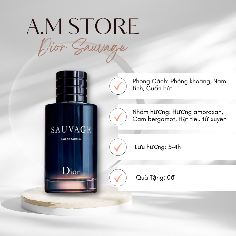 Nước hoa nam Dior Sauvage bản EDP dung tích 10/100ml - Dầu thơm mùi hương nam tính mạnh mẽ cuốn hút
