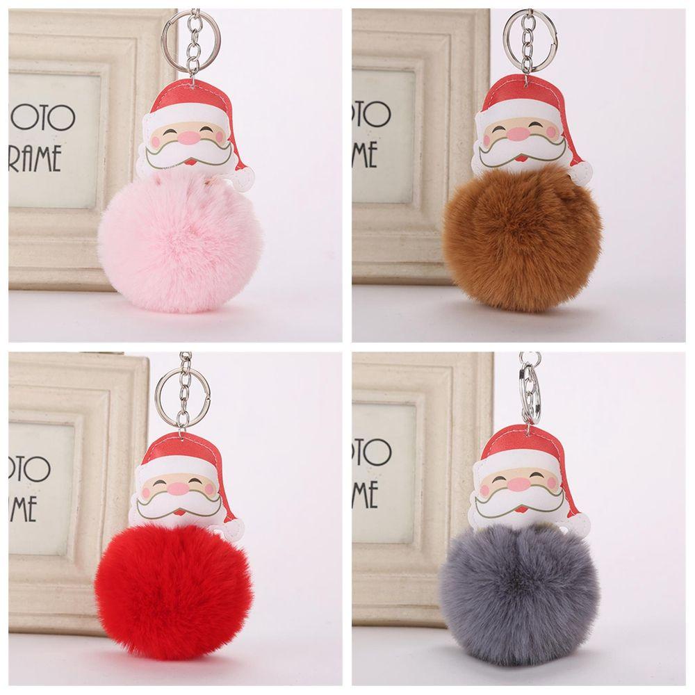 JUNE Móc Khóa Hình Ông Già Noel Phối Banh Lông Xinh Xắn Dễ Thương