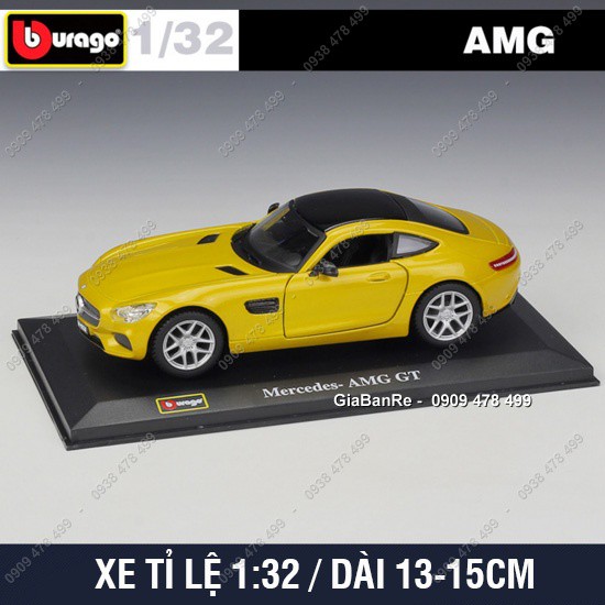 Xe Mô Hình Kim Loại  Mercedes AMG GTR Tỉ Lệ 1:32 - Bburago - Vàng - Có Hộp Mica - 9823.1