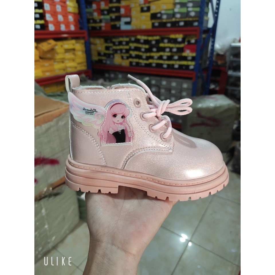 Bốt Bé Gái, Boots Bé Gái Cổ Cao Da Siêu Mềm,Giày Bốt Bé Gái Hình Công Chúa Nhũ Lóng Lánh Siêu Xinh Cho Bé Từ 1-6Tuổi