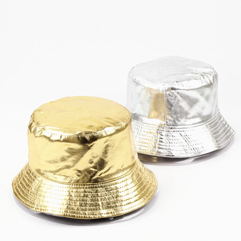 Waterproof Hat Painted Gold Silver Double-sided Fisherman Hat Men's and Women's Double-sided Black and White Fashion