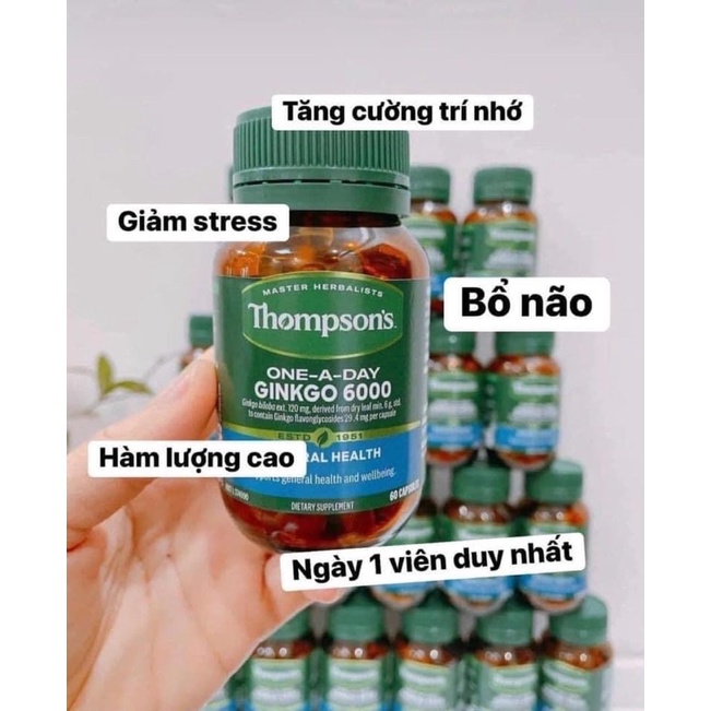 Viên Bổ não Thompson Ginkgo Biloba 6000mg Tăng Cường Trí Nhớ, Hoạt Huyết Dưỡng Não