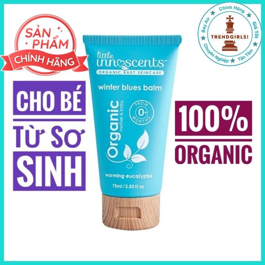 Dầu ấm ngực Little Unn Scents Organic 75ml của úc cho bé từ sơ sinh giúp tránh cảm tăng sức đề kháng